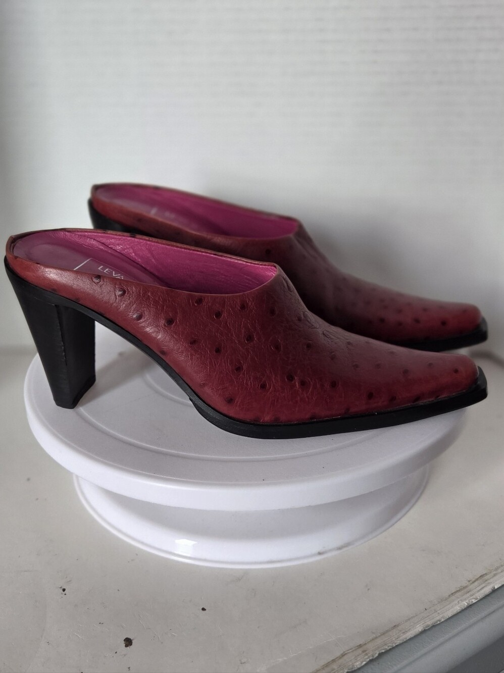 Leva Di Gada Vintage Italian Dark Raspberry Mules Size 35 Or 5